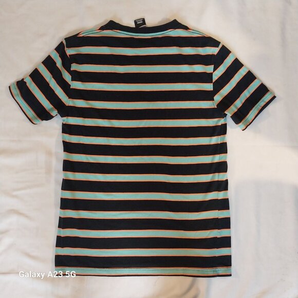 Broken Promises Striped T-Shirt Medium Black Mint Cotton Polyester Mens Crew Nec - Picture 7 of 7